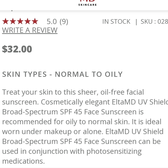 Sephora Skincare Nib Elta Md Uv Shield Broad Spectrum Spf45 Face